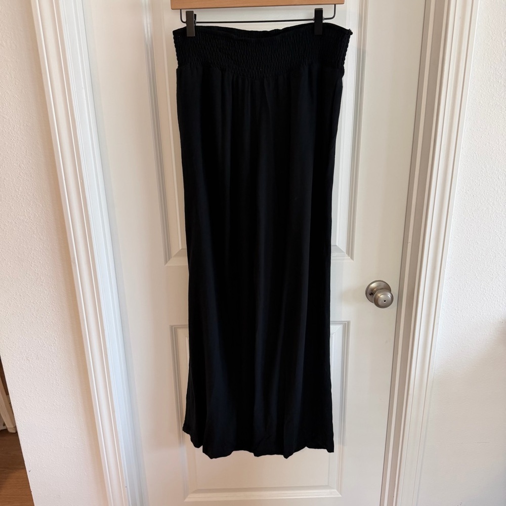 J Jill Wide Leg Pants sz Medium Black Pull On Rayon Drapey Summer Beach Resort